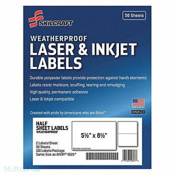 ABILITY ONE Multiple Purpose Label Polyester PK50, 54XZ42