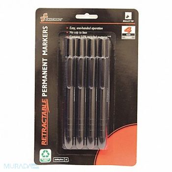 ABILITY ONE Permanent Marker Black Fine PK4, 54YT87