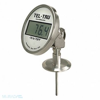 TEL-TRU Digital Dial Thermometer 2-1/2 Stem L, 55CL76