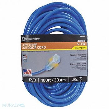SOUTHWIRE Extension Cord 12 AWG 125VAC 100 ft L, 55CW40
