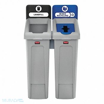 RUBBERMAID COMMERCIAL PRODUCTS Recycling Station 46 gal Total Capacity, 55ET94