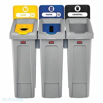 RUBBERMAID COMMERCIAL PRODUCTS Recycling Station 69 gal Total Capacity, 55ET97