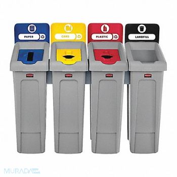 RUBBERMAID COMMERCIAL PRODUCTS Recycling Station 92 gal Total Capacity, 55ET99