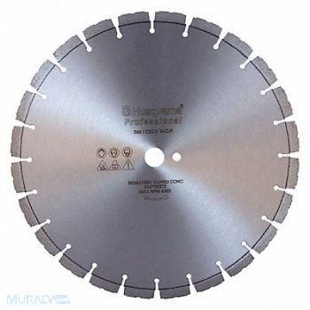 HUSQVARNA Diamond Saw Blade 26 Dia Wet Cutting, 55FD86