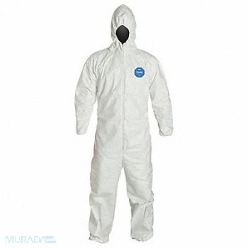 DUPONT Hooded Coverall Elastic White 7XL PK25, 29EY53