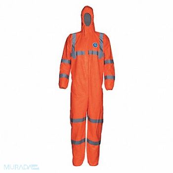 DUPONT Hooded Coveralls Orange 6XL Elastic PK25, 55FJ71