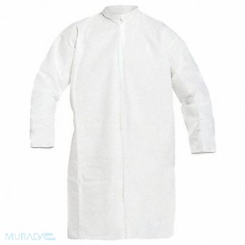 DUPONT K7319 Lab Coat White Snaps M PK30, 55GX68