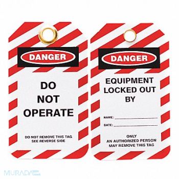 SKILCRAFT Lockout Tag Black Red/Wht Plastic PK10, 55HY27