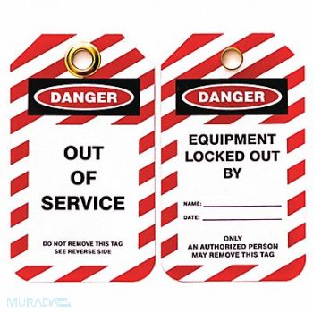 SKILCRAFT Lockout Tag Black Red/Wht Plastic PK10, 55HY28