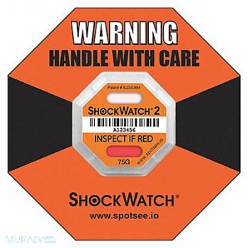 SHOCKWATCH G-Force Indicator Label 75G PK50, 55JF99