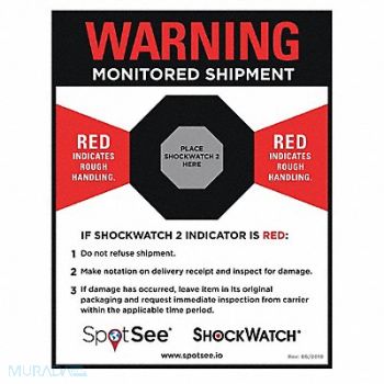 SHOCKWATCH Shock Indicator Companion Label PK200, 55JG03