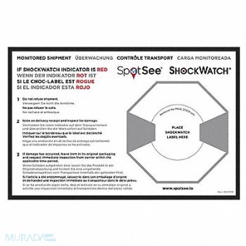 SHOCKWATCH Shock Indicator Companion Label PK200, 55JG08