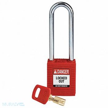 BRADY Lockout Padlock Nylon Red Key Different, 55JX50