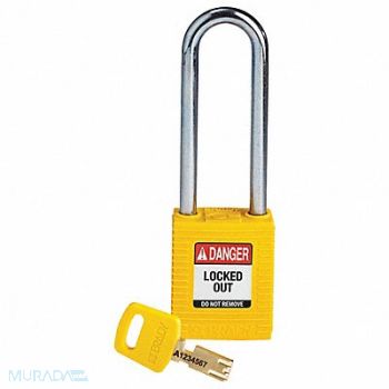 BRADY Lockout Padlock Nylon Ylw Key Different, 55JX51