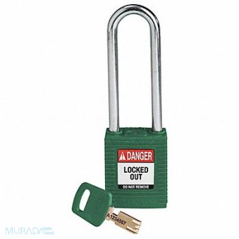 BRADY Lockout Padlock Nylon Grn Key Different, 55JX52