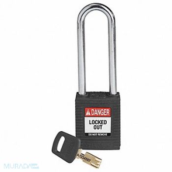 BRADY Lockout Padlock Nylon Blk Key Different, 55JX54