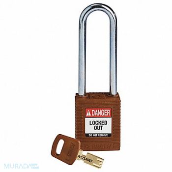 BRADY Lockout Padlock Nylon Brn Key Different, 55JX57