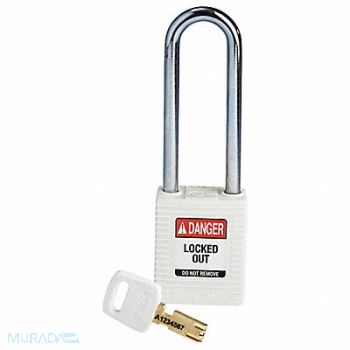 BRADY Lockout Padlock Nylon Wht Key Different, 55JX58
