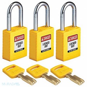 BRADY Lockout Padlock Nylon Ylw 1/2 W PK3, 55JX60