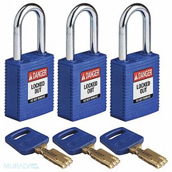 BRADY Lockout Padlock Nylon Bl 1/2 W PK3, 55JX62