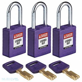 BRADY Lockout Padlock Nylon 1/2 W Purple PK3, 55JX65