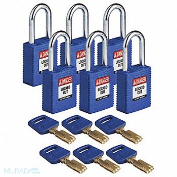 BRADY Lockout Padlock Nylon Bl 6 Keys PK6, 55JX71