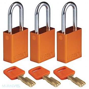 BRADY Lockout Padlock Al Open Shackel Org PK3, 55JY28