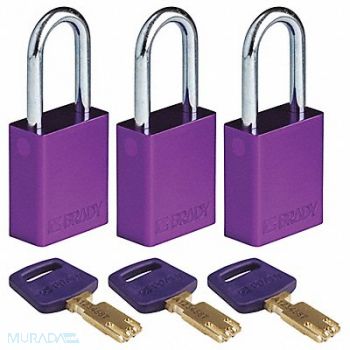 BRADY Lockout Padlock Al Open Shackel PK3, 55JY29