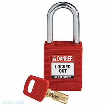 BRADY Lockout Padlock Red 1-13/16 H Body, 55JY86