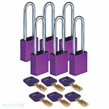 BRADY Lockout Padlock Purple 1-1/2 W Body PK6, 55JZ29