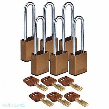 BRADY Lockout Padlock Brown 1-1/2 W Body PK6, 55JZ30