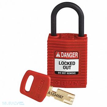 BRADY Lockout Padlock Red 1-21/32 H Body, 55JZ32