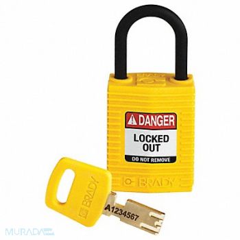 BRADY Lockout Padlock Yellow 1-21/32 H Body, 55JZ33