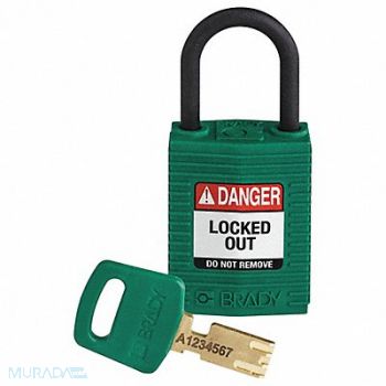 BRADY Lockout Padlock Green 1-21/32 H Body, 55JZ34