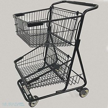 GRAINGER APPROVED Wire Shopping Cart Black 300 lb Cap., 55KE12