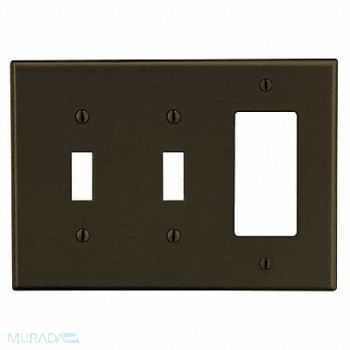 HUBBELL TglSwch/RckrWllPlt Mid Brn 3Gng Smth Stn, 55KU14