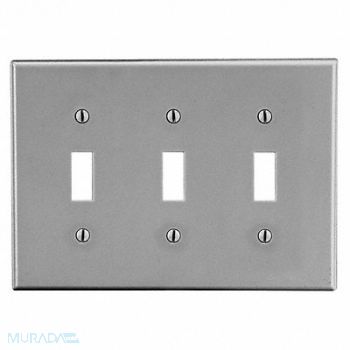 HUBBELL Tgl Swch Wll Plt Stnd Gray 3Gng Smth Stn, 55KU15
