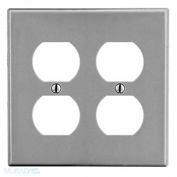 HUBBELL Dup Recept Wll Plt Mid Gry 2Gng Smth Stn, 55KU23