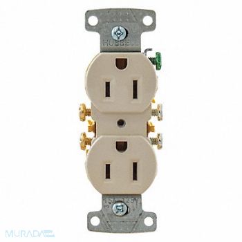 HUBBELL Receptacle 125VAC 15A Light Almond, 55MU55