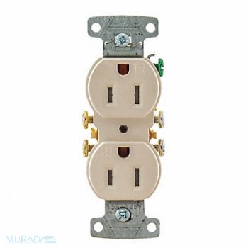 HUBBELL Receptacle 125VAC 15A Light Almond, 55MU57