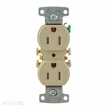 HUBBELL Receptacle 125VAC Ivory Flush Mounting, 55MU58