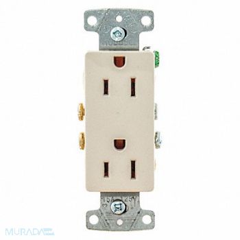 HUBBELL Receptacle 125VAC 15A Light Almond, 55MU60