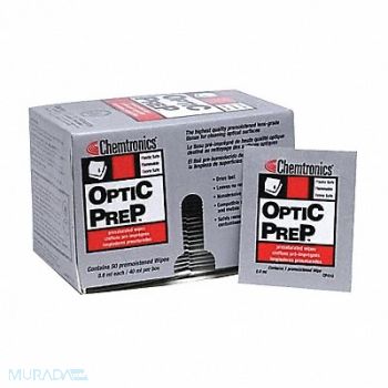 CHEMTRONICS Optical Wipes 8 1/4 x 4 50 ct PK50, 55NG20