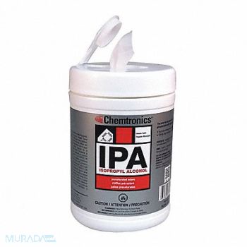 CHEMTRONICS Alcohol Wipes Unscented 100 ct PK100, 55NG32