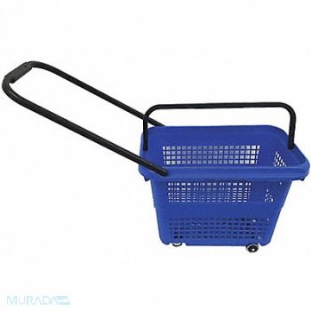 SHOPPING BASKET Rolling Hand Basket PP Blue 14 11/64 in, 55NJ20