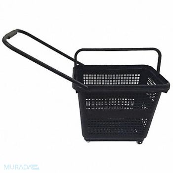 SHOPPING BASKET Rolling Hand Basket PP Black 18 1/2 in, 55NJ23