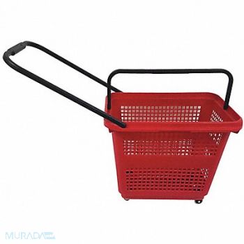 SHOPPING BASKET Rolling Hand Basket PP Red 18 1/2 in, 55NJ25