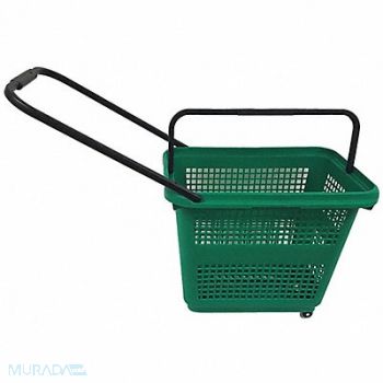 SHOPPING BASKET Rolling Hand Basket PP Green 18 1/2 in, 55NJ26