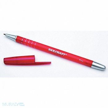 ABILITY ONE Ballpoint Pen 0.5mm Point Red Ink PK12, 55VD53