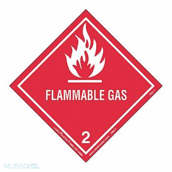 LABELMASTER Flammable Gas Label Worded PK50, 567W36